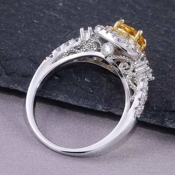 ❤️027❤️ 3Ct Canary Diamond 14k White Gold Engagement Statement Ring - Picture 9 of 16